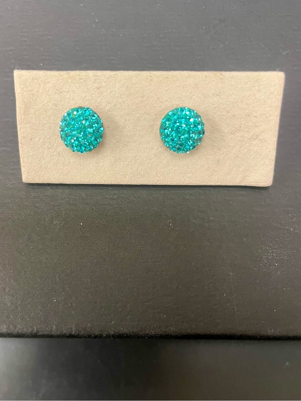 Turquoise Crystal Round Stud Earrings